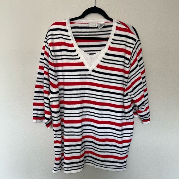 White Stag Striped Top Women’s Size 18‎ 20 Fall Winter Cozy Warm Relaxed Career - Picture 1 of 4